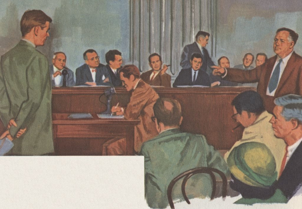 Detail of Alger Hiss before House Un-American Activities Committee by Anonymous