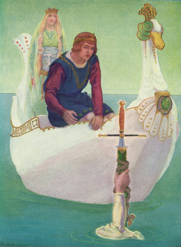 Detail of King Arthur receives the Sword Excalibur from the Lady of the Lake by Corbis