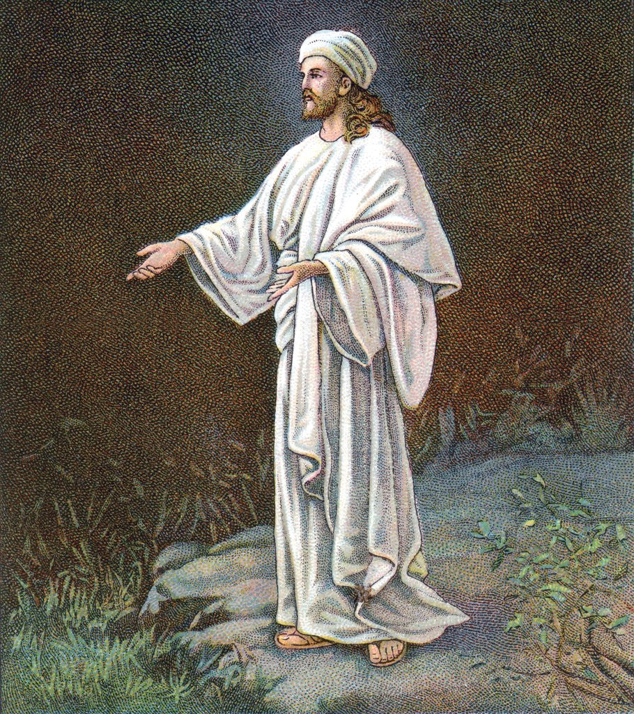 Detail of Jesus Christ in white robes by Anonymous