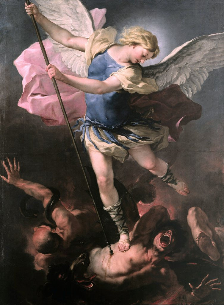 Detail of St. Michael by Luca Giordano