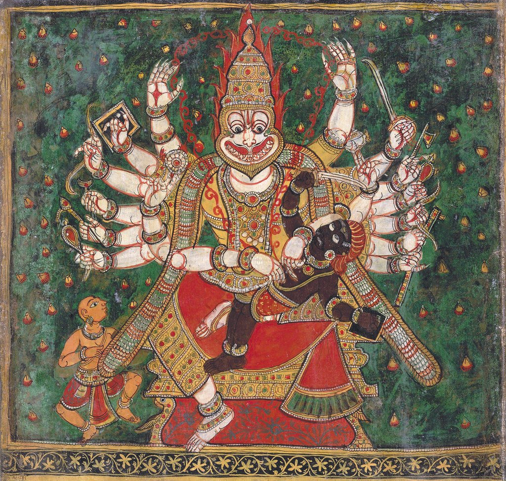 Detail of Narasimha Killing Hiranyakashipu, as Prahlada Watches by Anonymous