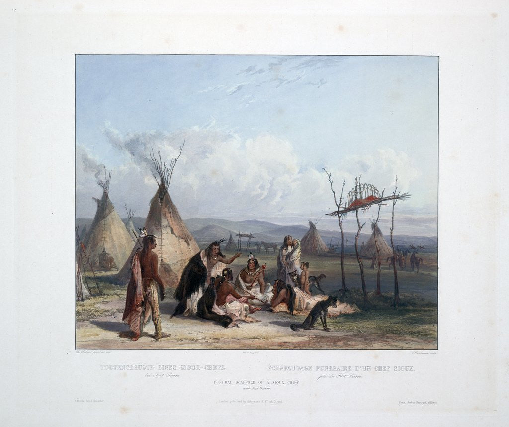 Detail of Funeral Scaffold of a Sioux Chief near Fort Pierre by Karl Bodmer