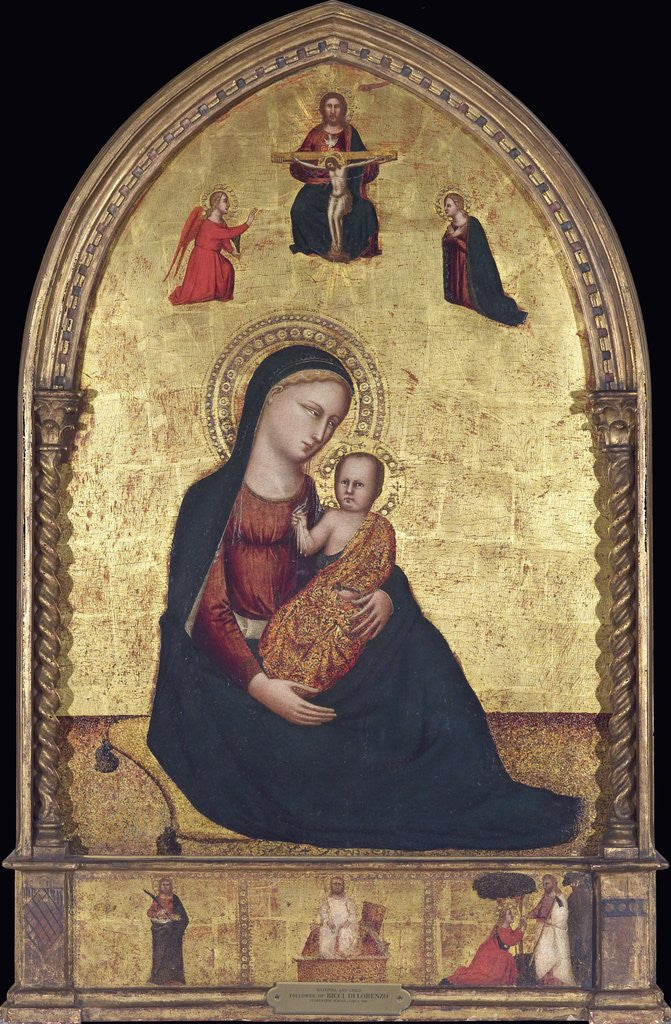 Detail of Madonna and Child with the Holy Trinity and the Annunciation by Lorenzo di Bicci