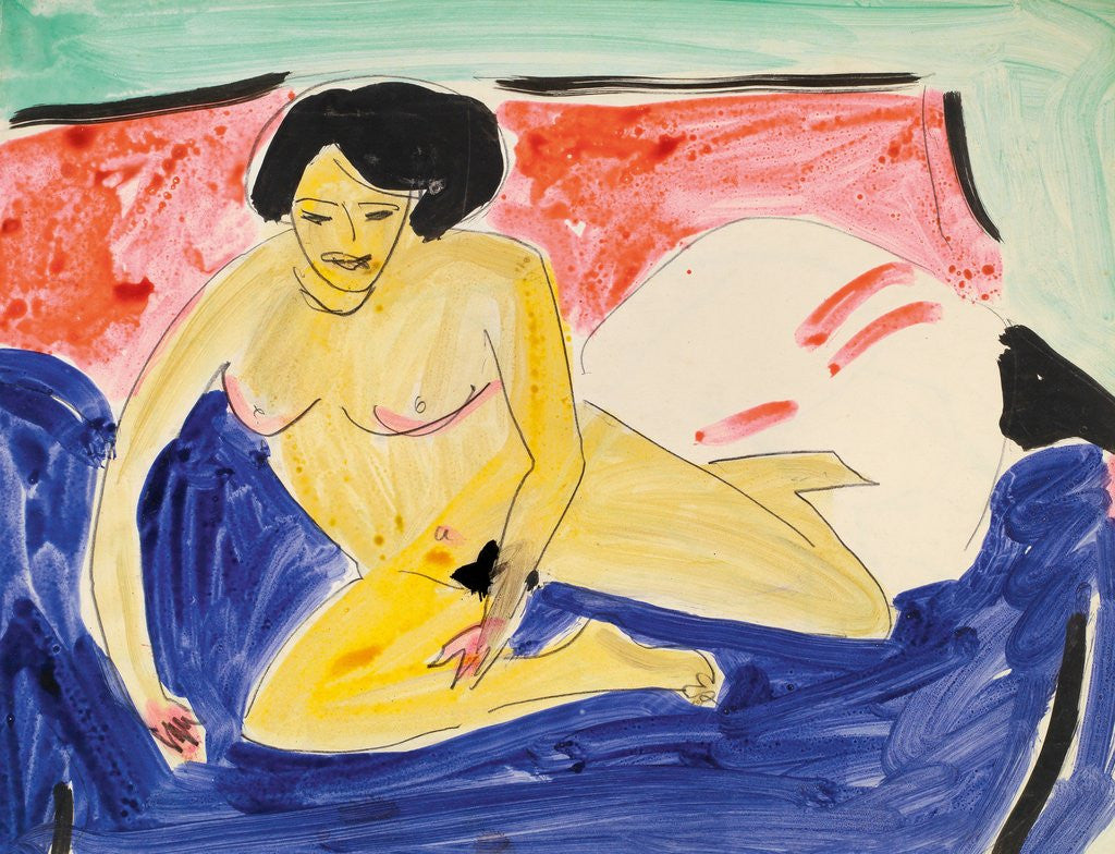 Detail of Seated Nude on Divan by Ernst Ludwig Kirchner