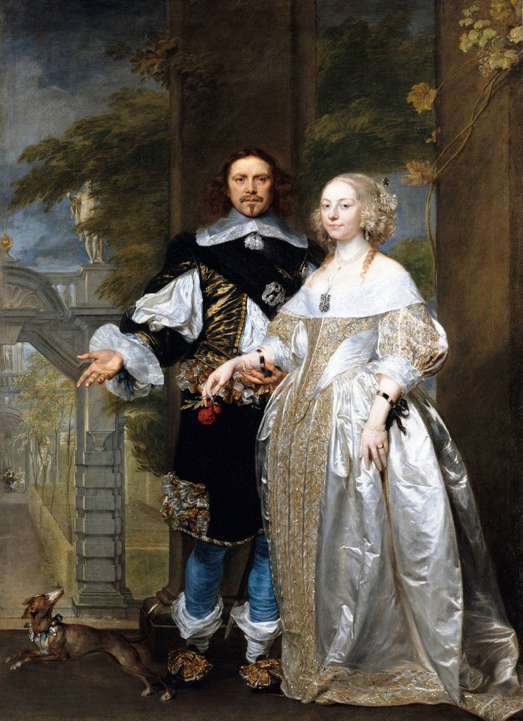 Detail of Portrait of a Married Couple in the Park by Gonzalez Coques