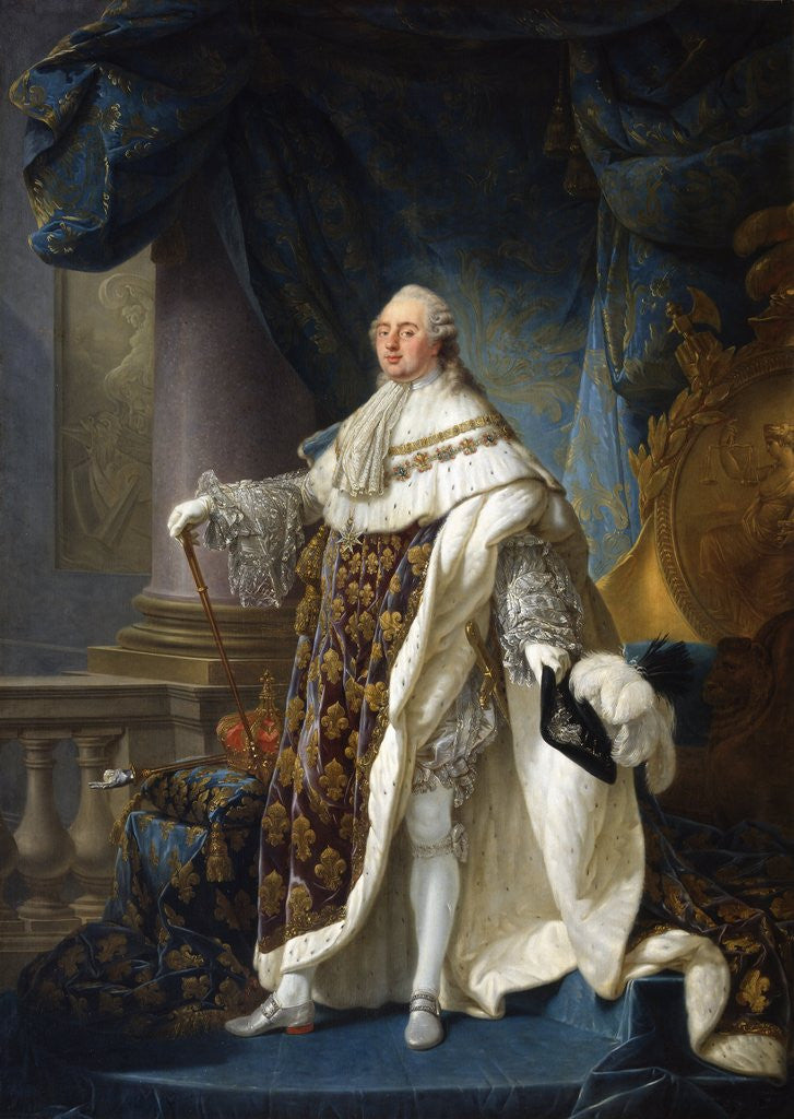 Detail of Louis XVI, King of France and Navarre, Wearing His Grand Royal Costume in 1779 by Antoine-Francois Callet