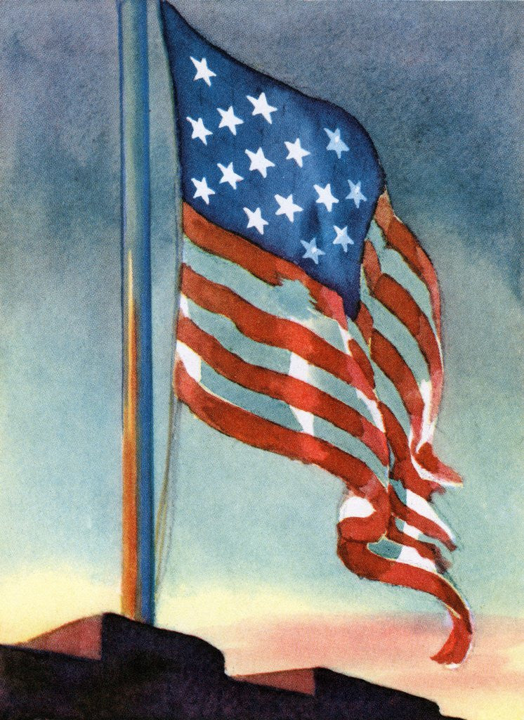 Detail of American flag flying over Fort McHenry by Anonymous