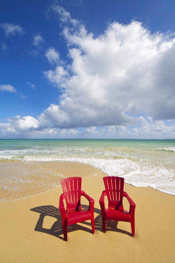 Detail of Beach chairs beckon on Baldwin Beach on the north shore of Maui, Hawaii by Anonymous