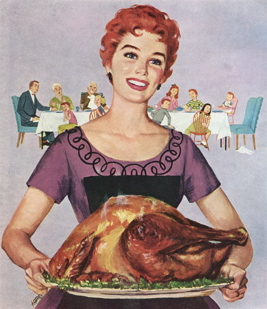 Detail of American wife presenting perfect Thanksgiving turkey by Corbis
