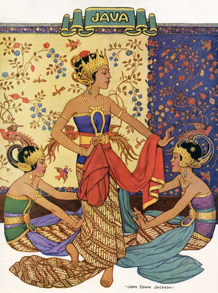 Detail of Three Javanese dancers by Anonymous