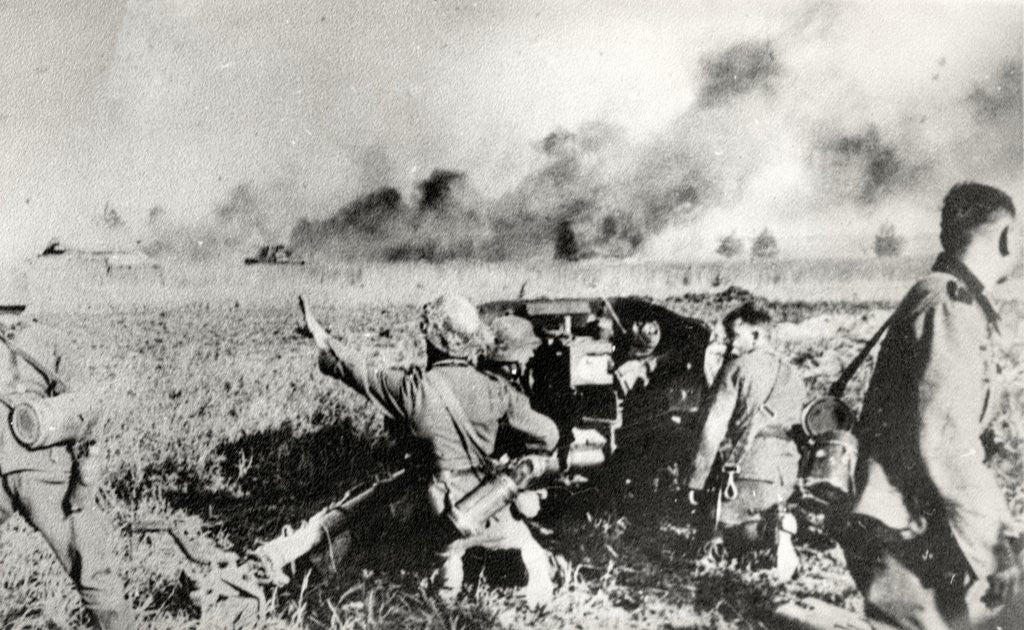 Detail of German anti-tank gun (probably 50mm or 75mm) in Russia by Corbis