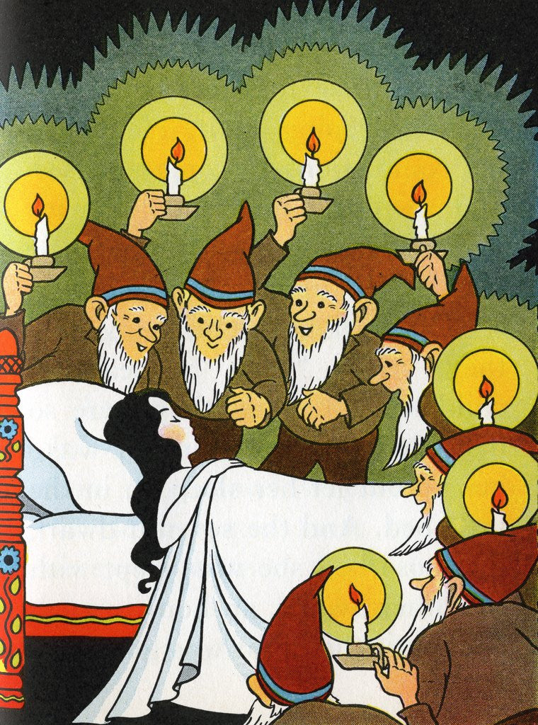 Detail of Snow White discovered by the seven dwarfs by Anonymous