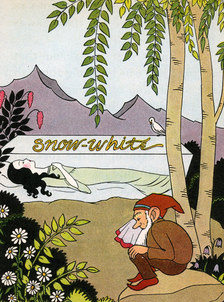 Detail of Snow White in her glass coffin by Anonymous