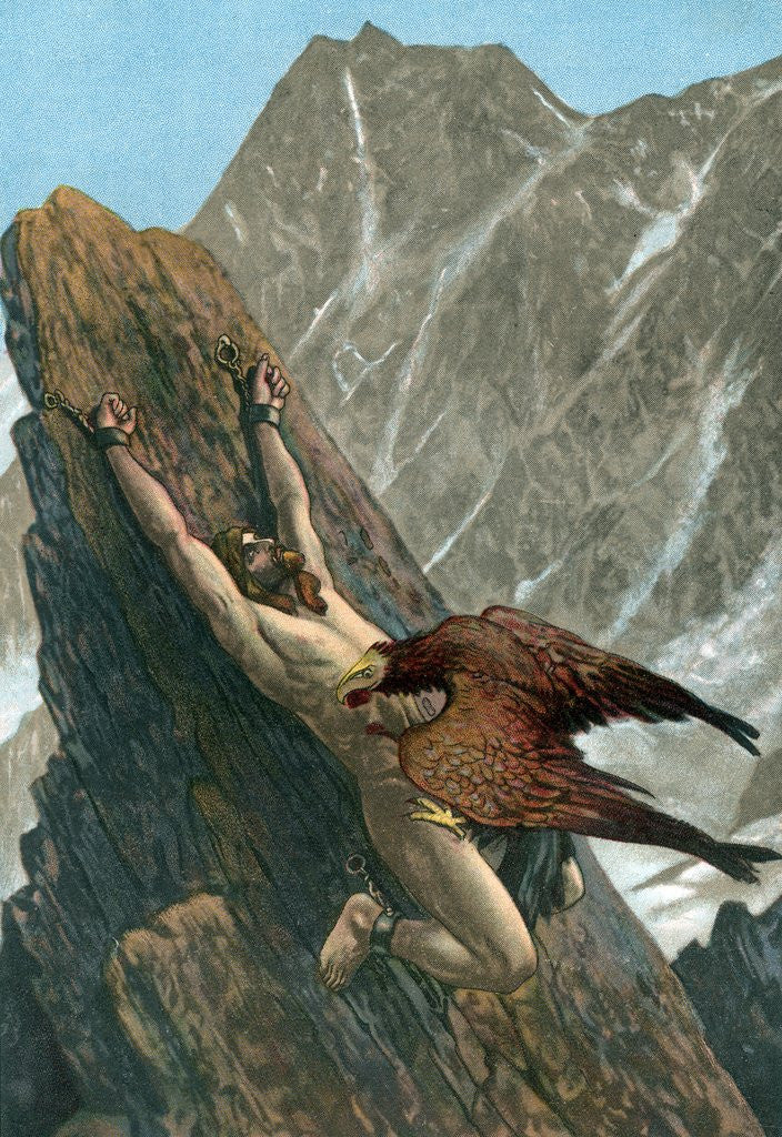 Detail of Prometheus bound to the rock by Anonymous
