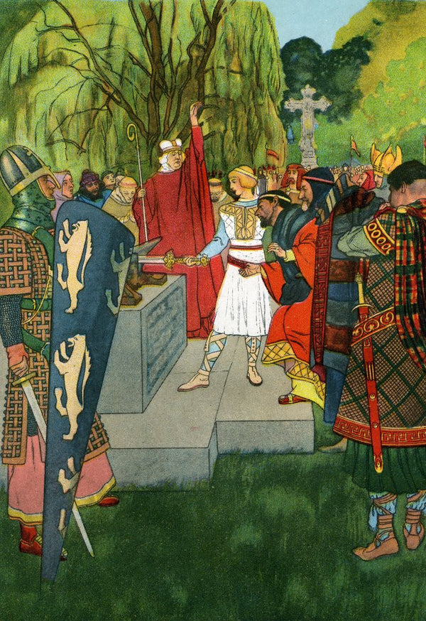King Arthur pulling the sword from the stone posters & prints by Anonymous