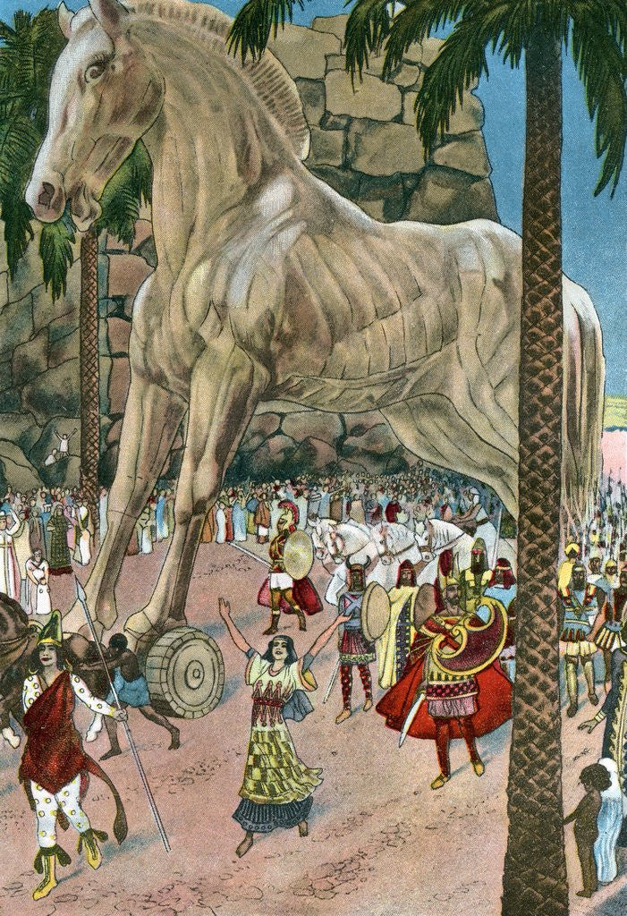 Detail of The Trojan Horse entering Troy during the Trojan War by Corbis