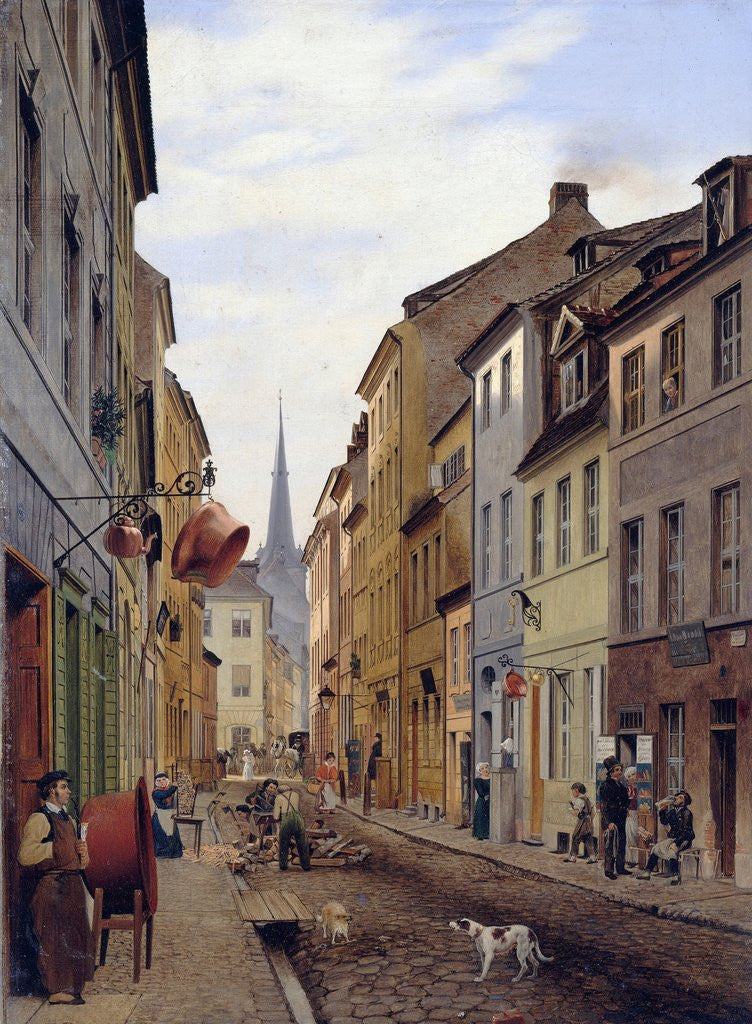 Detail of Locals on a Town Street by Eduard Gaertner