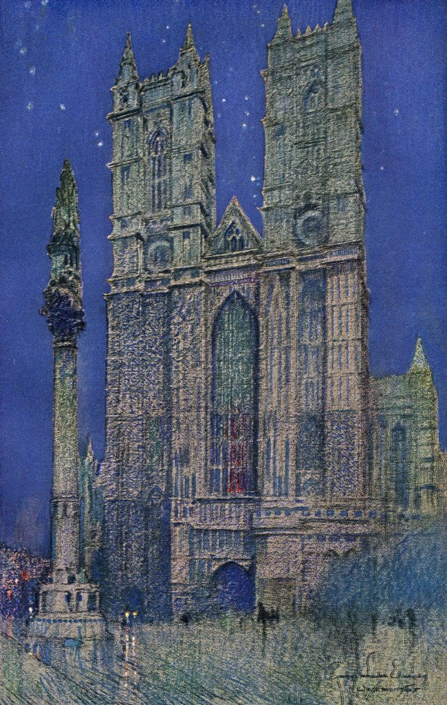 Detail of Westminster Cathedral at Night by Anonymous