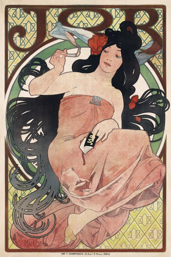 Detail of JOB Cigarettes poster by Alphonse Mucha