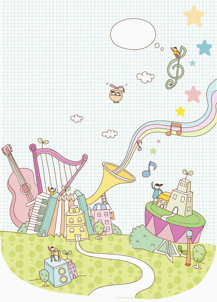 Detail of The image of musical town by Anonymous