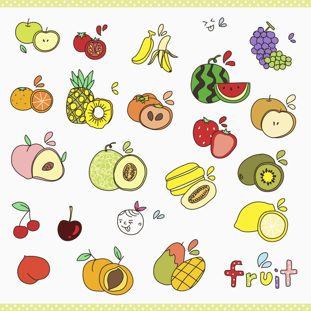 Detail of Various icons of fruit by Anonymous