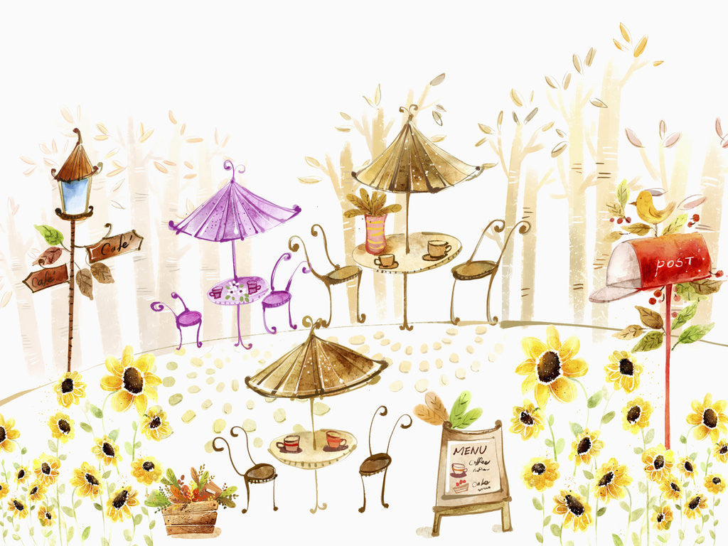 Detail of The image of café and flowers by Anonymous