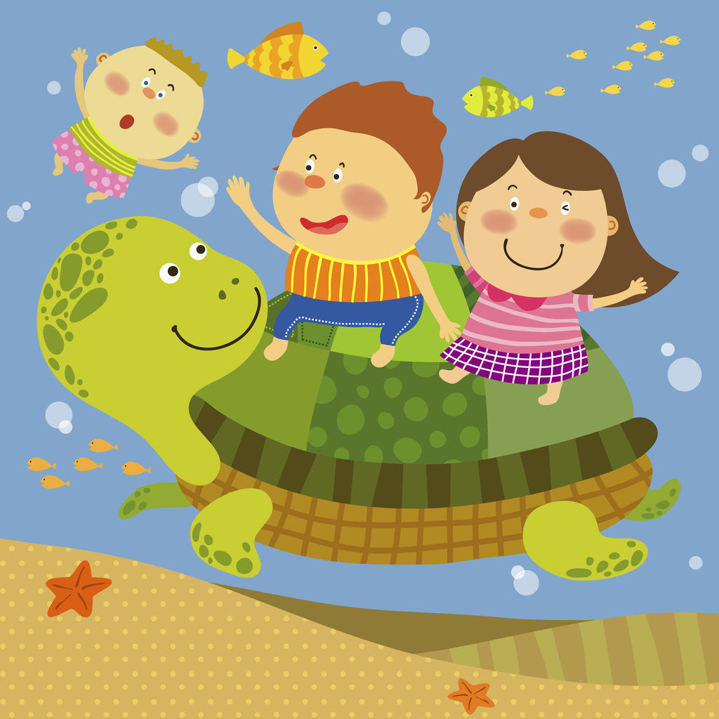 Detail of The image of children playing with sea creature by Anonymous