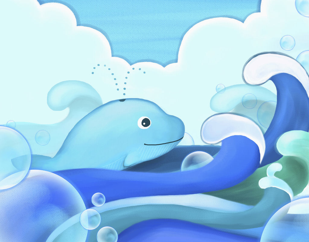 Detail of The image of blue whale with wave by Anonymous