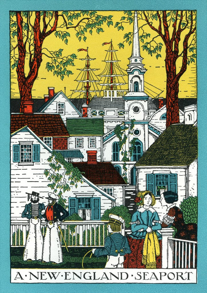 Detail of Early New England seaport by Anonymous