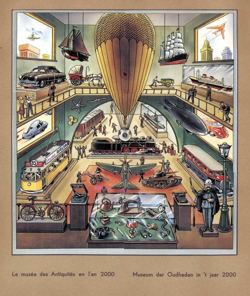 Detail of Futuristic view of a Museum of Antiquities in the year 2000 by Anonymous