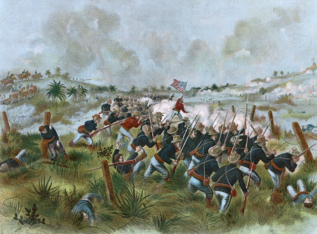 Detail of Teddy Roosevelt and the Rough Riders at the Battle of San Juan Hill by Anonymous