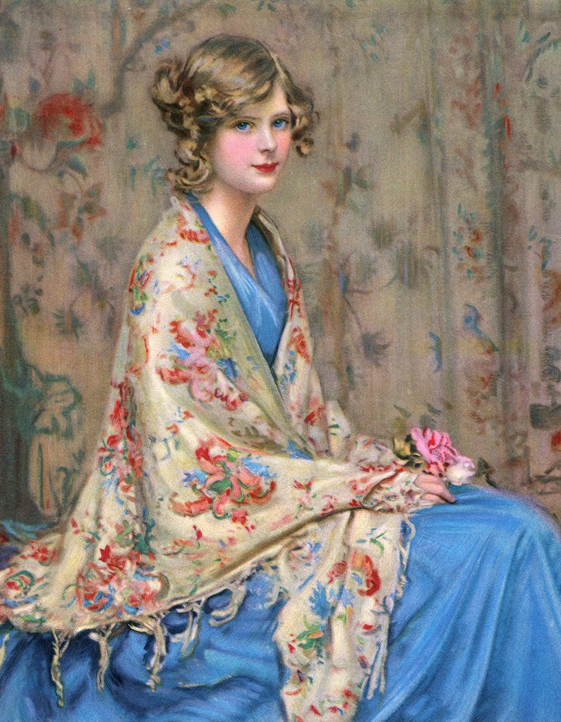 Detail of Portrait of a young woman in shawl by Anonymous