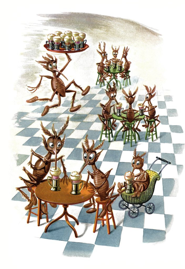 Detail of Germs or cooties having ice cream sodas by Anonymous