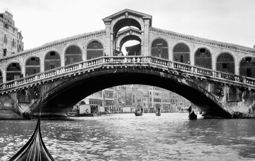 Detail of Gondola view of the Rialto Bridge in Venice, Italy, ca. 1912. by Anonymous