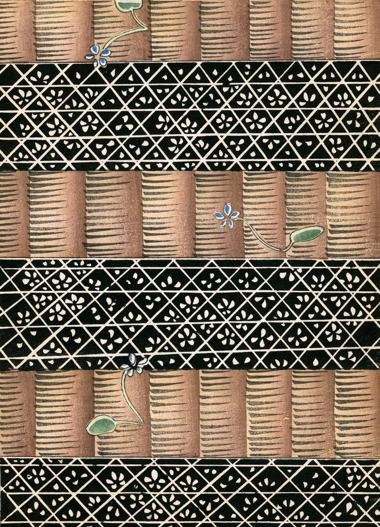 Detail of Woodblock print of a bamboo and mesh fence by Anonymous