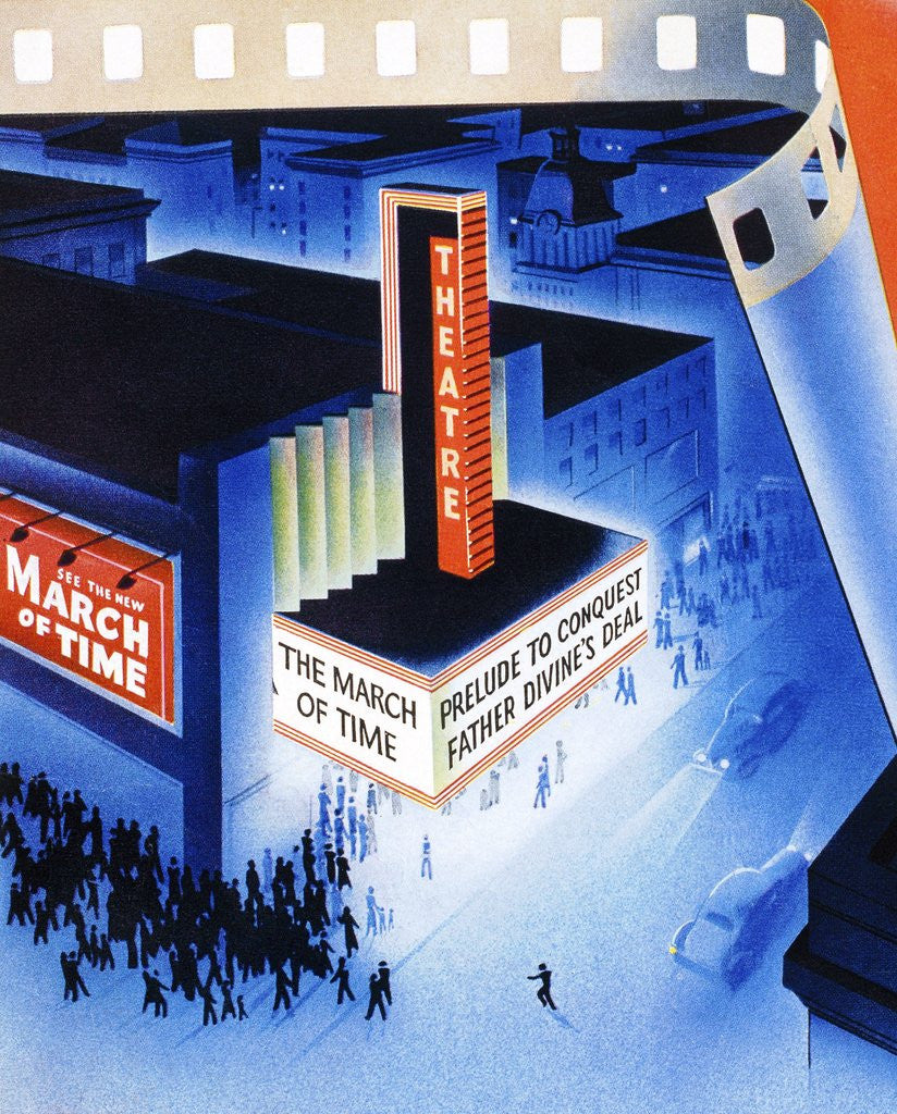 Detail of Art Deco movie theater on opening night by Anonymous