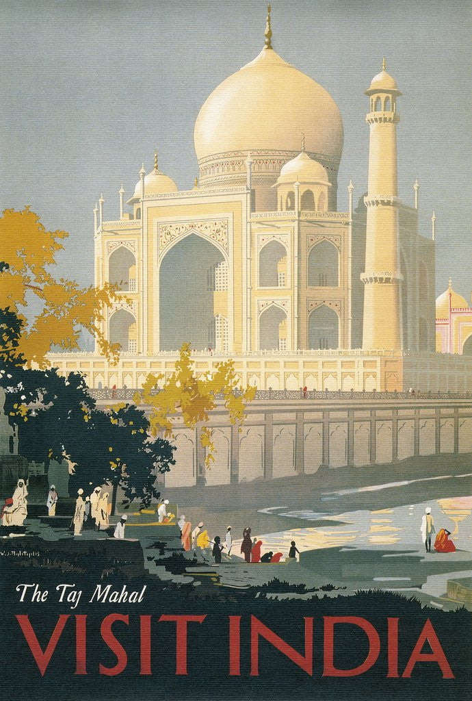 Detail of Travel poster of the Taj Mahal by Corbis