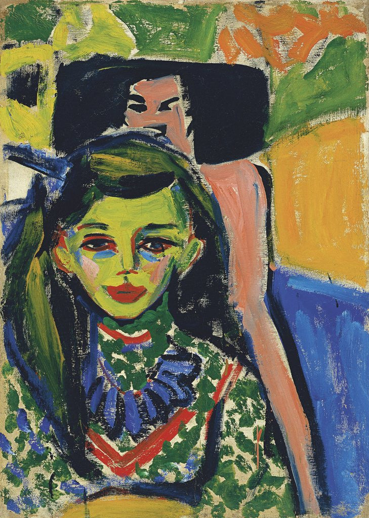 Detail of Franzi in Front of a Carved Chair by Ernst Ludwig Kirchner
