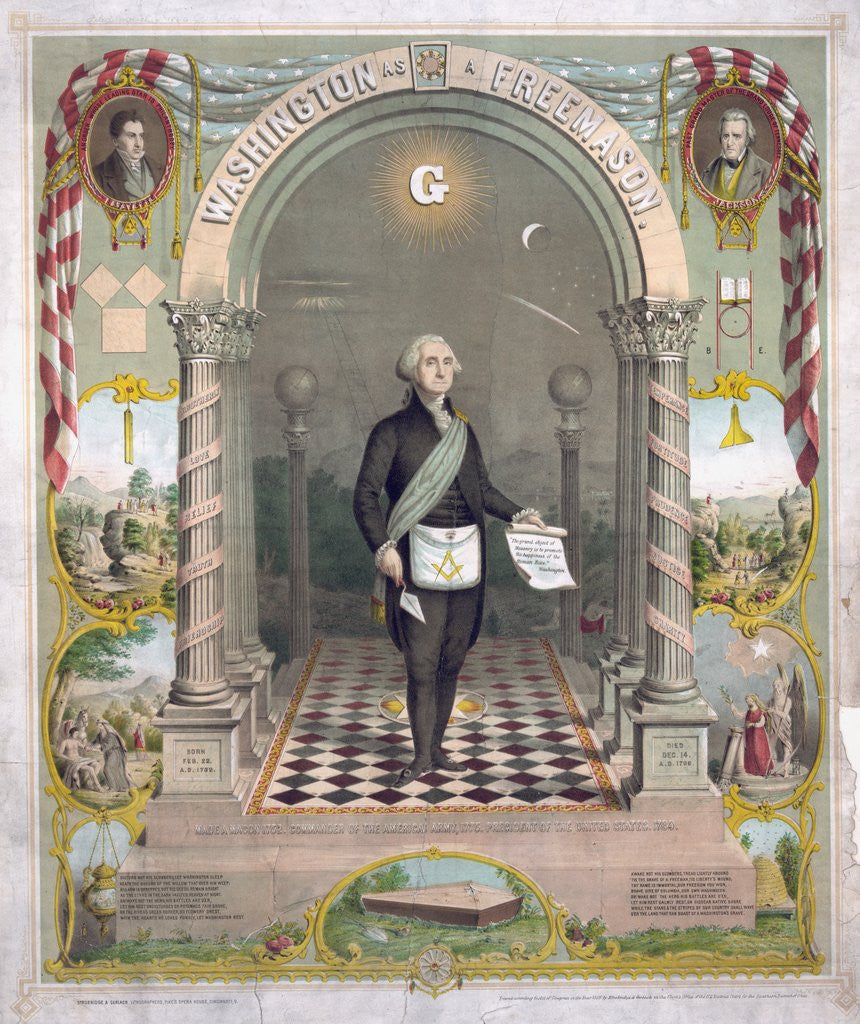 Detail of Print of President George Washington dressed as a Freemason by Anonymous