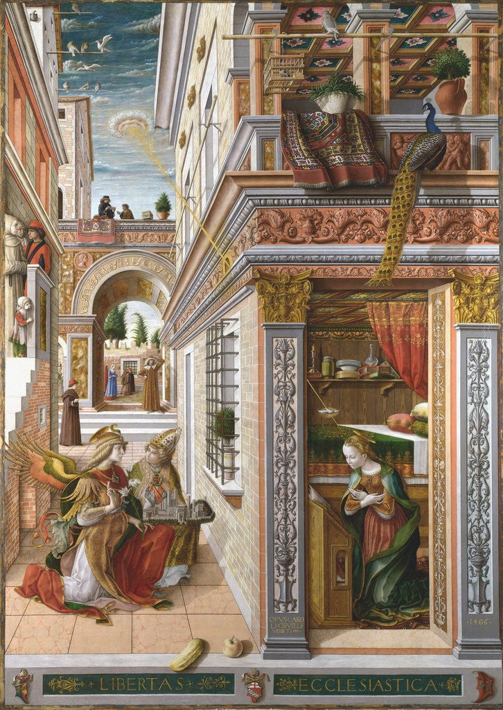 Detail of The Annunciation with Saint Emidius by Carlo Crivelli