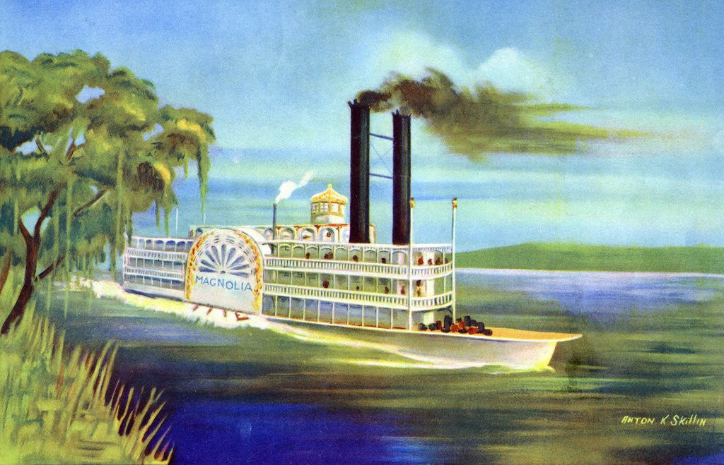 Detail of The Mississippi steamboat Magnolia by Anonymous