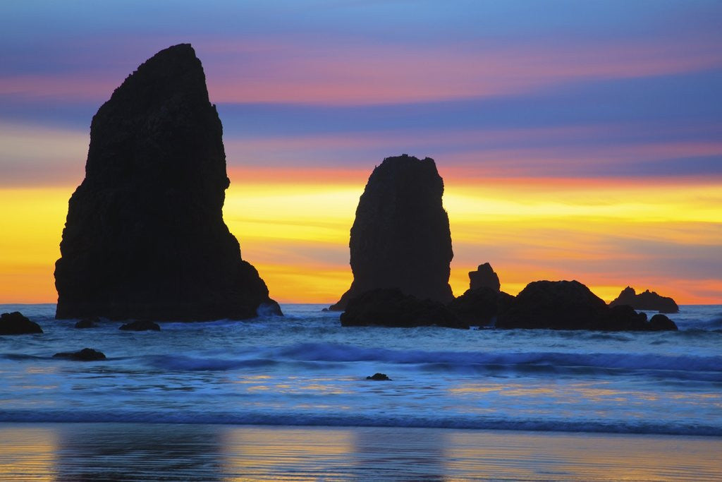 Detail of sunset at low tide, Needles, Canon Beach, Oregon Coast. by Anonymous