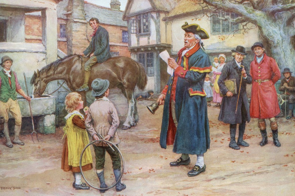 Detail of Town crier reading the news by Anonymous