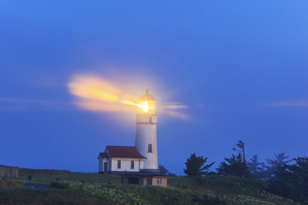 Detail of light thru fog, Cape Blanco Lighthouse, South Oregon Coast, Pacific Ocean, Pacific Northwest. by Corbis