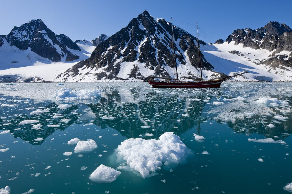 Tall Sailing Ship in Fjord, Svalbard by Corbis
