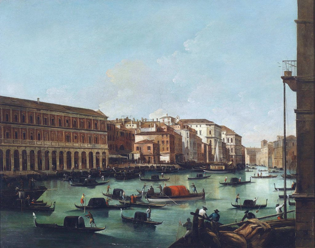 Detail of Grand Canal of Venice at the Rialto, with Gondolas by Giuseppe Bernardino Bison