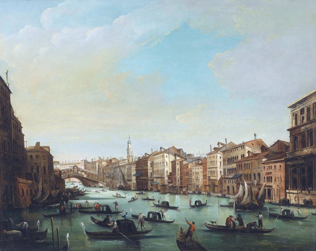 Detail of Grand Canal of Venice and Rialto Bridge by Giuseppe Bernardino Bison
