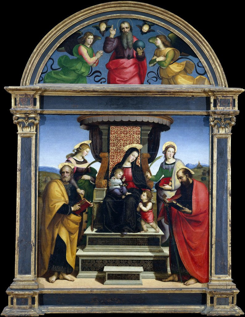 Detail of Madonna and Child Enthroned with Saints by Raphael