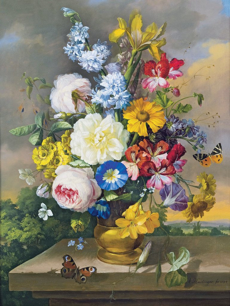 Detail of Floral Still-Life by Anton Hartinger