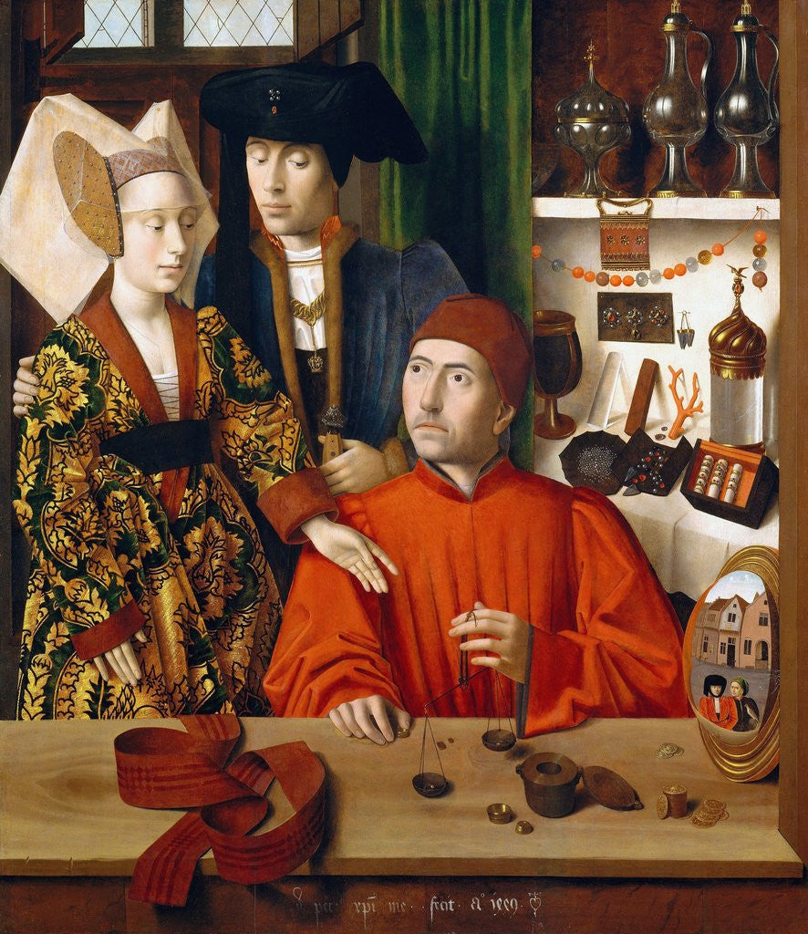 Detail of A Goldsmith in His Shop (St. Eligius) by Petrus Christus